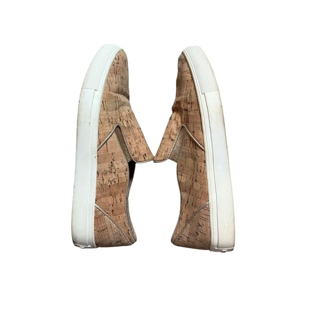 Elaine‎ Turner Natural Cork Gold Trim Slip On Sneakers 8 Beachy Euro Summer Boho